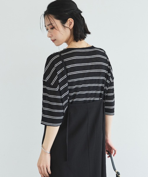 Doux archives（ドゥアルシーヴ）の「シアーボーダーTee（Tシャツ/カットソー・レディース・ベージュ/ブラウン/ブラック・FREE）」の16枚目の写真