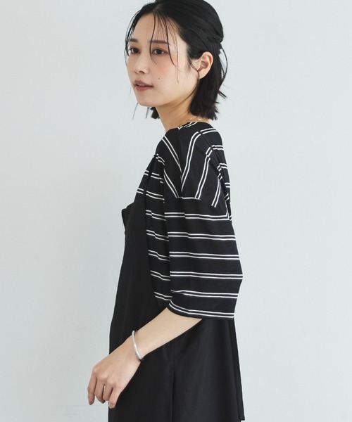 Doux archives（ドゥアルシーヴ）の「シアーボーダーTee（Tシャツ/カットソー・レディース・ベージュ/ブラウン/ブラック・FREE）」の17枚目の写真