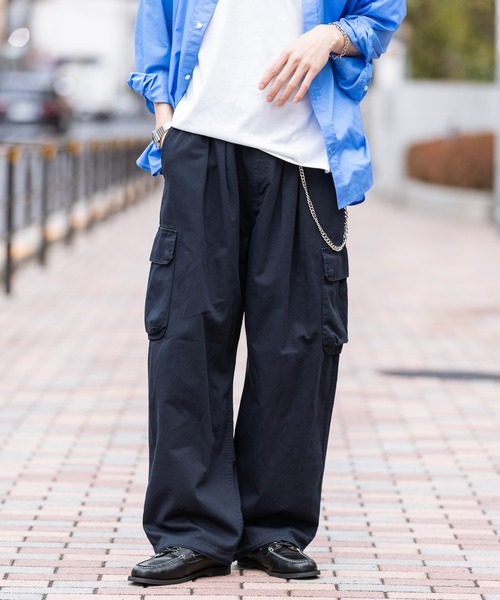 RAGEBLUE(レイジブルー)の「Military Cargo Tuck Wide Pants/タックワイドミリタリーカーゴパンツ(カーゴパンツ・メンズ・ホワイト/ネイビー/カーキ/ブラック・MEDIUM/SMALL/LARGE)」の13枚目の写真