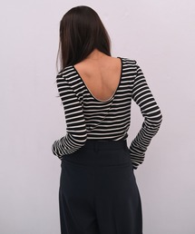 AKTE（アクテ）の「タイトボーダーバックラウンドプルオーバー（Tシャツ/カットソー）」