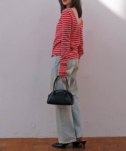 AKTE（アクテ）の「タイトボーダーバックラウンドプルオーバー（Tシャツ/カットソー・レディース・ホワイト系/ブラック系/レッド系・FREE）」の15枚目の写真