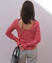 AKTE（アクテ）の「タイトボーダーバックラウンドプルオーバー（Tシャツ/カットソー）」