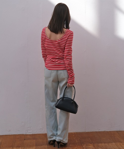 AKTE（アクテ）の「タイトボーダーバックラウンドプルオーバー（Tシャツ/カットソー・レディース・ホワイト系/ブラック系/レッド系・FREE）」の18枚目の写真