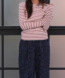 AKTE（アクテ）の「タイトボーダーバックラウンドプルオーバー（Tシャツ/カットソー）」