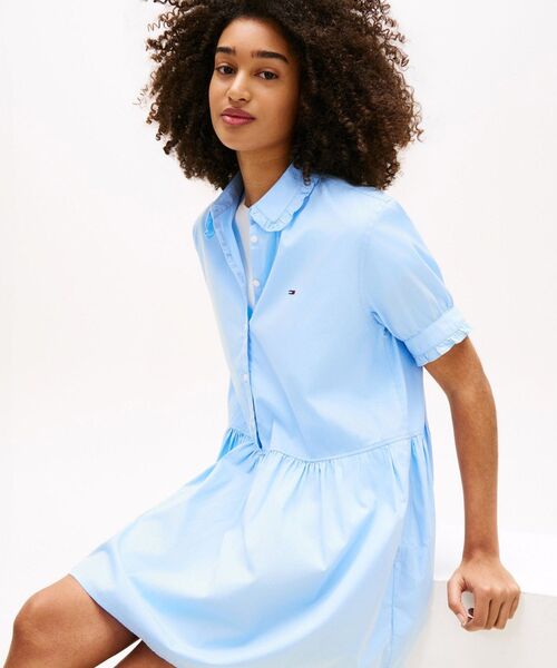 tommy jeans（トミー ジーンズ）の「ラッフルシャツワンピース（ワンピース・レディース・ライトブルー・X-SMALL/SMALL）」の3枚目の写真