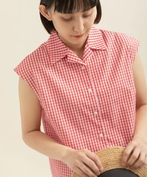 CHILD WOMAN | ギザギンガム開衿フレンチスリーブブラウス(シャツ/ブラウス)