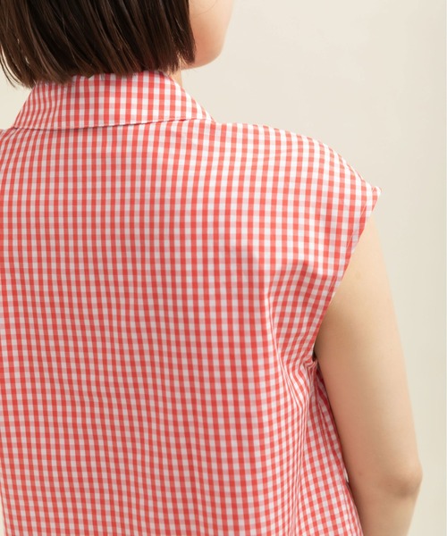 CHILD WOMAN（チャイルドウーマン）の「ギザギンガム開衿フレンチスリーブブラウス（シャツ/ブラウス・レディース・レッド・FREE）」の6枚目の写真