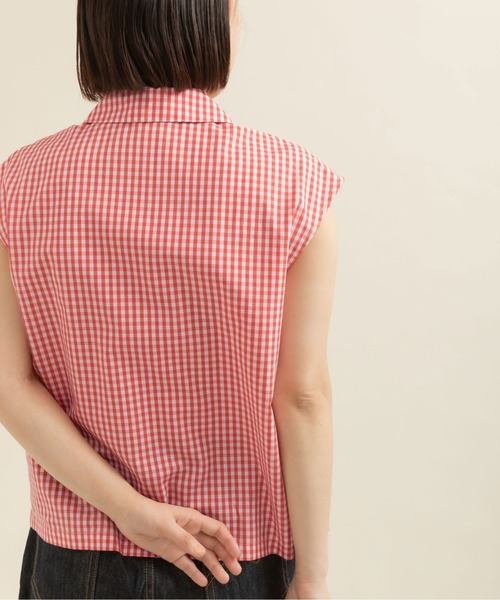 CHILD WOMAN（チャイルドウーマン）の「ギザギンガム開衿フレンチスリーブブラウス（シャツ/ブラウス・レディース・レッド・FREE）」の5枚目の写真