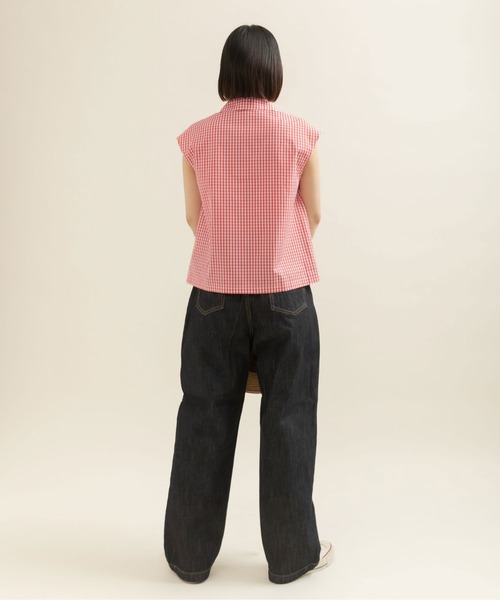 CHILD WOMAN（チャイルドウーマン）の「ギザギンガム開衿フレンチスリーブブラウス（シャツ/ブラウス・レディース・レッド・FREE）」の9枚目の写真