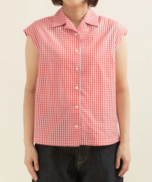 CHILD WOMAN（チャイルドウーマン）の「ギザギンガム開衿フレンチスリーブブラウス（シャツ/ブラウス・レディース・レッド・FREE）」の10枚目の写真