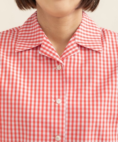 CHILD WOMAN（チャイルドウーマン）の「ギザギンガム開衿フレンチスリーブブラウス（シャツ/ブラウス・レディース・レッド・FREE）」の13枚目の写真