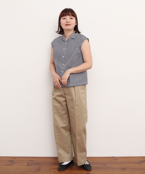 CHILD WOMAN(チャイルドウーマン)の「ギザギンガム開衿フレンチスリーブブラウス(シャツ/ブラウス・レディース・レッド/ブラック・FREE)」の21枚目の写真