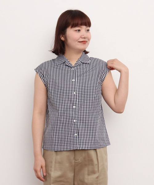 CHILD WOMAN(チャイルドウーマン)の「ギザギンガム開衿フレンチスリーブブラウス(シャツ/ブラウス・レディース・レッド/ブラック・FREE)」の18枚目の写真