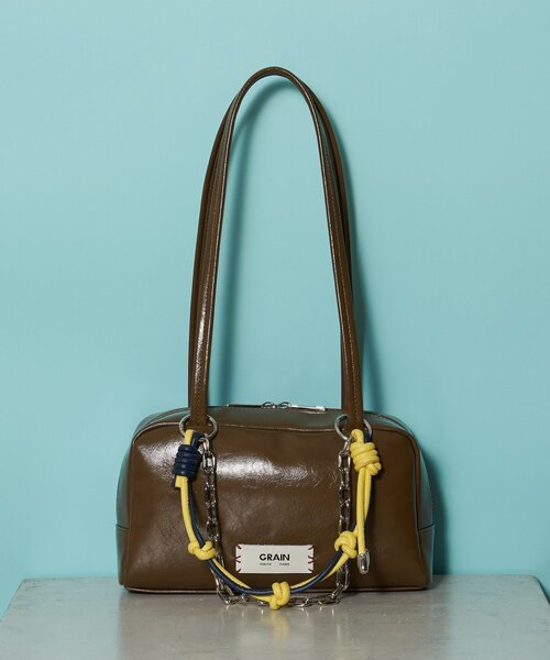 GRAIN（グレイン）の「【GRAIN/グレイン】配色レザーチェーンボストンバッグ（トートバッグ・レディース・ブラウン/ブラック/アイボリー・FREE）」の3枚目の写真