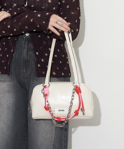 GRAIN（グレイン）の「【GRAIN/グレイン】配色レザーチェーンボストンバッグ（トートバッグ・レディース・ブラウン/ブラック/アイボリー・FREE）」の6枚目の写真