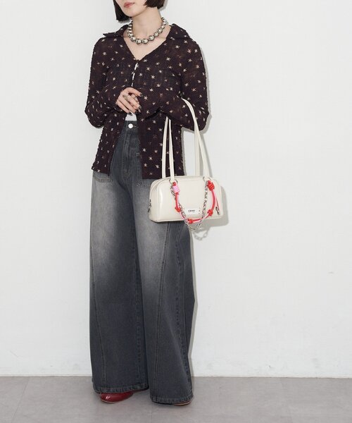 GRAIN（グレイン）の「【GRAIN/グレイン】配色レザーチェーンボストンバッグ（トートバッグ・レディース・ブラウン/ブラック/アイボリー・FREE）」の8枚目の写真