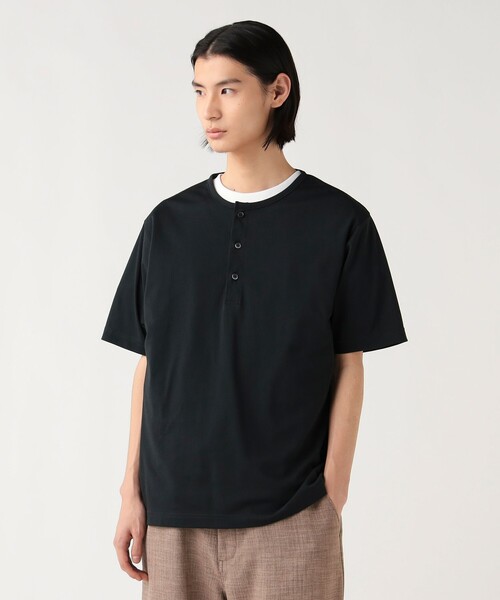 BEAMS HEART(ビームスハート)の「【6/18値下げ】トリコット 3B ヘンリーネック(ユニセックス)(Tシャツ/カットソー・メンズ・グレー/ブラック・S/M/L/XL)」の2枚目の写真