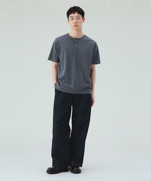 BEAMS HEART(ビームスハート)の「【6/18値下げ】トリコット 3B ヘンリーネック(ユニセックス)(Tシャツ/カットソー・メンズ・グレー/ブラック・S/M/L/XL)」の4枚目の写真
