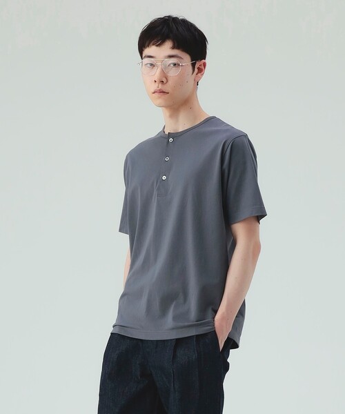 BEAMS HEART(ビームスハート)の「【6/18値下げ】トリコット 3B ヘンリーネック(ユニセックス)(Tシャツ/カットソー・メンズ・グレー/ブラック・S/M/L/XL)」の6枚目の写真