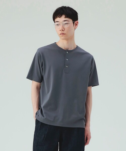 BEAMS HEART(ビームスハート)の「【6/18値下げ】トリコット 3B ヘンリーネック(ユニセックス)(Tシャツ/カットソー・メンズ・グレー/ブラック・S/M/L/XL)」の3枚目の写真
