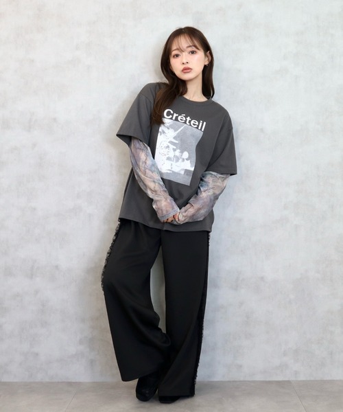 CECIL McBEE(セシルマクビー)の「カットツイルサイドフリルワイドパンツ(その他パンツ・レディース・モカ/ブラック・MEDIUM/LARGE)」の3枚目の写真