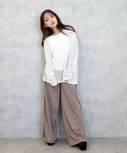 CECIL McBEE(セシルマクビー)の「カットツイルサイドフリルワイドパンツ(その他パンツ・レディース・モカ/ブラック・MEDIUM/LARGE)」の9枚目の写真