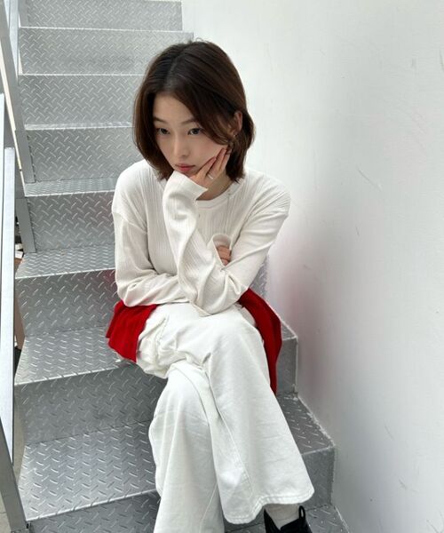 BASEMOMENT(ベースモーメント)の「イレギュラーリブヘンリーネックTシャツアイボリー(Tシャツ/カットソー・メンズ・その他・LARGE/MEDIUM)」の13枚目の写真