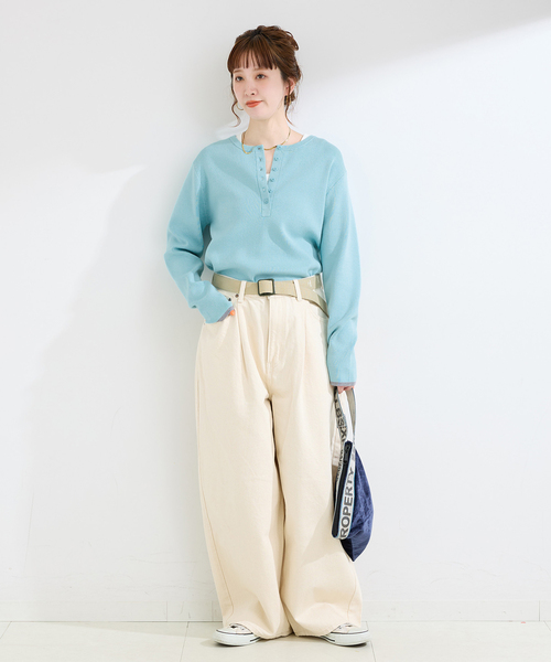 B.C STOCK(ベーセーストック)の「手洗い可 / ヘンリーネックニット(ニット/セーター・レディース・ブラック系その他/イエロー/サックスブルー/チャコールグレー・FREE)」の19枚目の写真