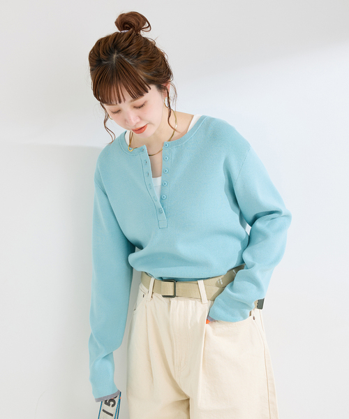 B.C STOCK(ベーセーストック)の「手洗い可 / ヘンリーネックニット(ニット/セーター・レディース・ブラック系その他/イエロー/サックスブルー/チャコールグレー・FREE)」の22枚目の写真
