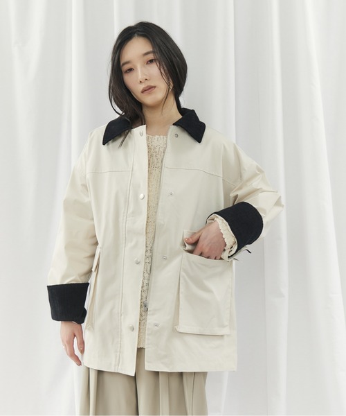 CIEL'AIR(シエルエアー)の「TWILL COVERALL(ツイルカバーオール)(カバーオール・レディース・アイボリー/ブラック・FREE)」の1枚目の写真