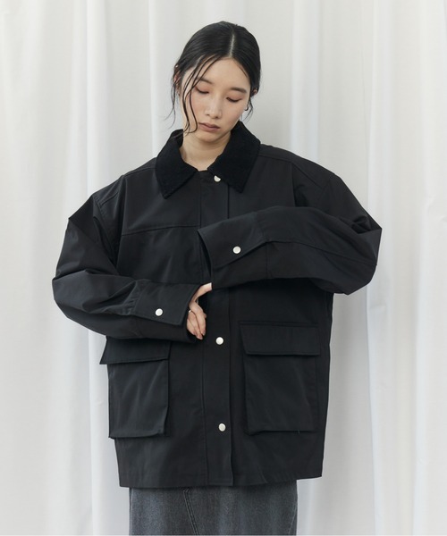 CIEL'AIR(シエルエアー)の「TWILL COVERALL(ツイルカバーオール)(カバーオール・レディース・アイボリー/ブラック・FREE)」の2枚目の写真