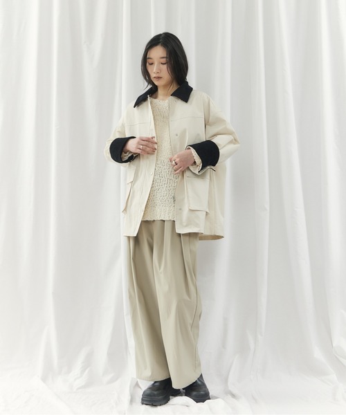 CIEL'AIR(シエルエアー)の「TWILL COVERALL(ツイルカバーオール)(カバーオール・レディース・アイボリー/ブラック・FREE)」の18枚目の写真