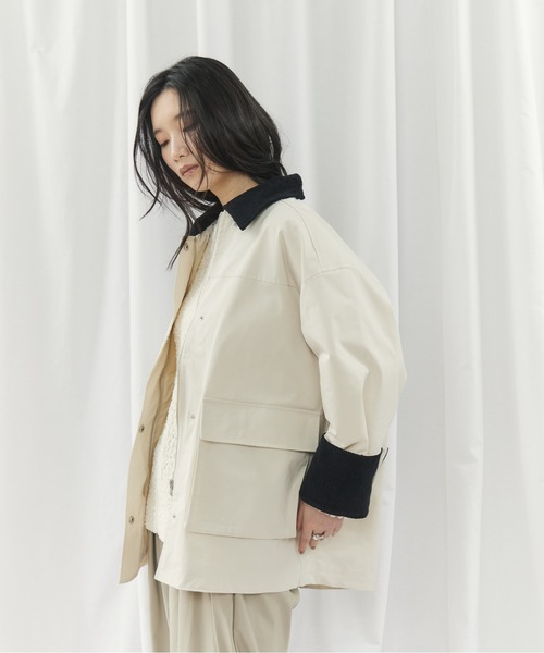 CIEL'AIR(シエルエアー)の「TWILL COVERALL(ツイルカバーオール)(カバーオール・レディース・アイボリー/ブラック・FREE)」の7枚目の写真