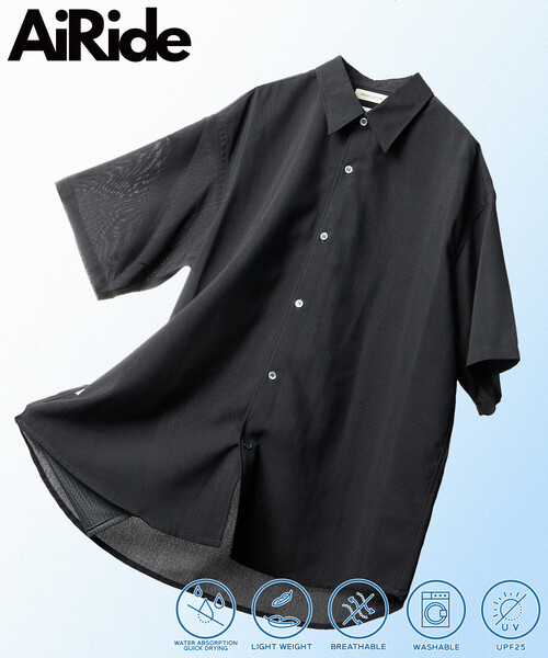 FREAK'S STORE(フリークスストア)の「限定展開 AiRide エアライド リラックスフィット ショートスリーブ レギュラーカラー シャツ ポケッタブル UVカット 接触冷感 吸水速乾(シャツ/ブラウス・メンズ・チャコールグレー/ブラック/ネイビー/ブルー系その他/グレイッシュベージュ・LARGE/MEDIUM/SMALL)」の7枚目の写真
