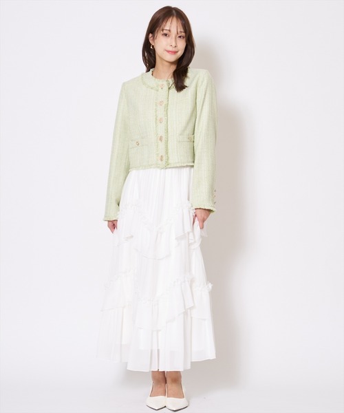 AND COUTURE（アンドクチュール）の「ティアードチュールスカート（スカート・レディース・オフホワイト/ブラック・MEDIUM/SMALL）」の4枚目の写真