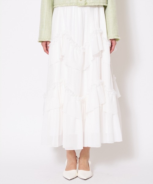 AND COUTURE（アンドクチュール）の「ティアードチュールスカート（スカート・レディース・オフホワイト/ブラック・MEDIUM/SMALL）」の5枚目の写真