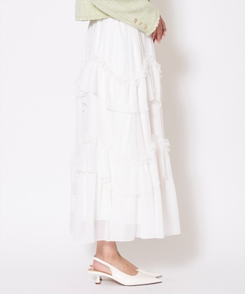 AND COUTURE（アンドクチュール）の「ティアードチュールスカート（スカート・レディース・オフホワイト/ブラック・MEDIUM/SMALL）」の6枚目の写真