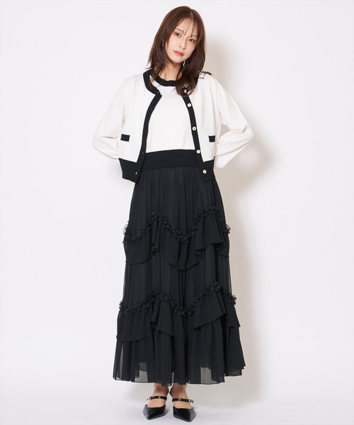 AND COUTURE（アンドクチュール）の「ティアードチュールスカート（スカート・レディース・オフホワイト/ブラック・MEDIUM/SMALL）」の13枚目の写真