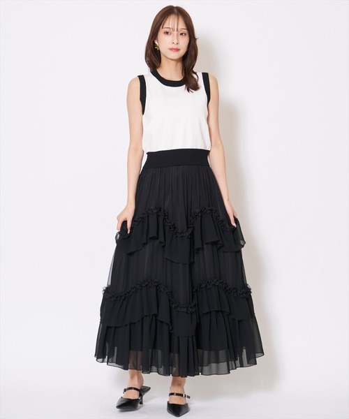 AND COUTURE（アンドクチュール）の「ティアードチュールスカート（スカート・レディース・オフホワイト/ブラック・MEDIUM/SMALL）」の21枚目の写真