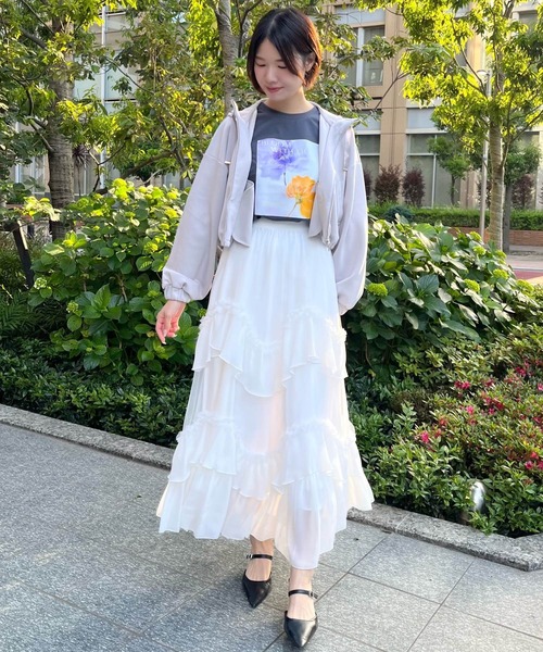 AND COUTURE(アンドクチュール)の「ティアードチュールスカート(スカート・レディース・オフホワイト/ブラック・MEDIUM/SMALL)」の9枚目の写真