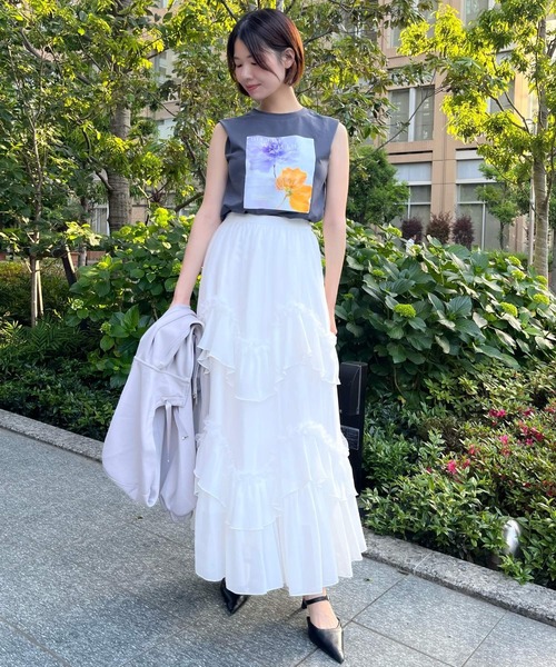 AND COUTURE(アンドクチュール)の「ティアードチュールスカート(スカート・レディース・オフホワイト/ブラック・MEDIUM/SMALL)」の7枚目の写真