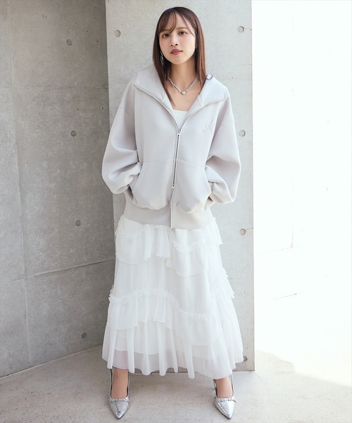 AND COUTURE(アンドクチュール)の「ティアードチュールスカート(スカート・レディース・オフホワイト/ブラック・MEDIUM/SMALL)」の10枚目の写真