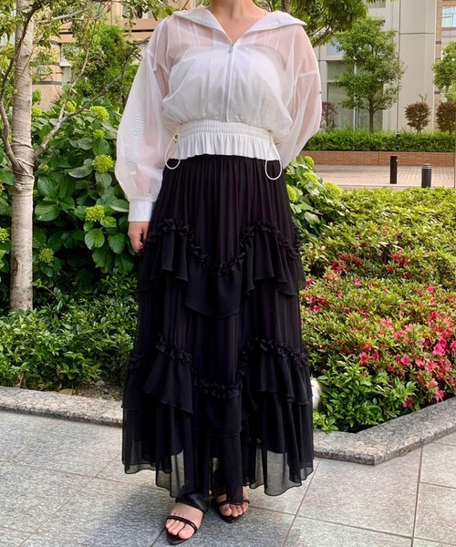 AND COUTURE(アンドクチュール)の「ティアードチュールスカート(スカート・レディース・オフホワイト/ブラック・MEDIUM/SMALL)」の12枚目の写真