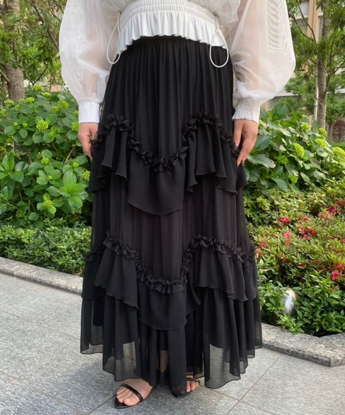 AND COUTURE(アンドクチュール)の「ティアードチュールスカート(スカート・レディース・オフホワイト/ブラック・MEDIUM/SMALL)」の11枚目の写真