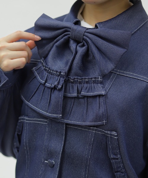 axes femme POETIQUE（アクシーズファムポエティック）の「リボン付きデニムジャケット（その他アウター・レディース・ブラック/インディゴブルー・MEDIUM）」の19枚目の写真