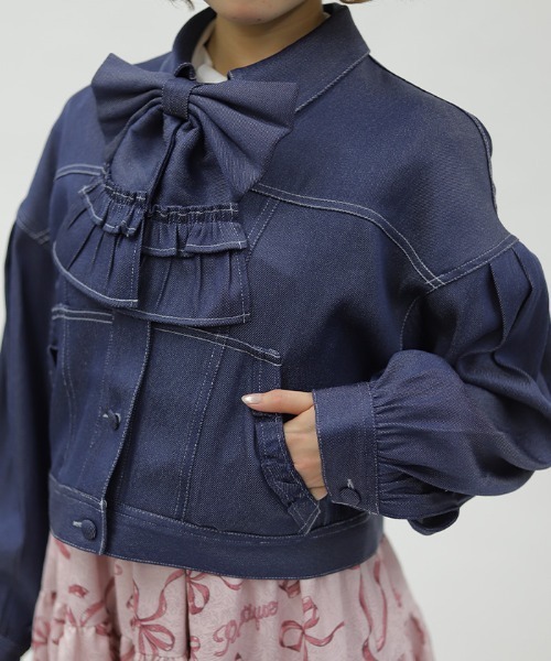 axes femme POETIQUE（アクシーズファムポエティック）の「リボン付きデニムジャケット（その他アウター・レディース・ブラック/インディゴブルー・MEDIUM）」の20枚目の写真