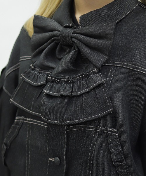 axes femme POETIQUE（アクシーズファムポエティック）の「リボン付きデニムジャケット（その他アウター・レディース・ブラック/インディゴブルー・MEDIUM）」の21枚目の写真
