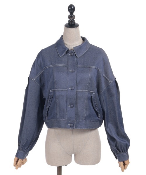 axes femme POETIQUE（アクシーズファムポエティック）の「リボン付きデニムジャケット（その他アウター・レディース・ブラック/インディゴブルー・MEDIUM）」の3枚目の写真