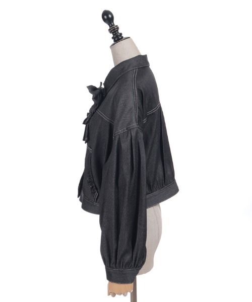 axes femme POETIQUE（アクシーズファムポエティック）の「リボン付きデニムジャケット（その他アウター・レディース・ブラック/インディゴブルー・MEDIUM）」の7枚目の写真