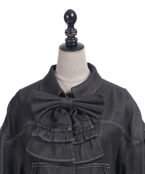 axes femme POETIQUE（アクシーズファムポエティック）の「リボン付きデニムジャケット（その他アウター・レディース・ブラック/インディゴブルー・MEDIUM）」の9枚目の写真